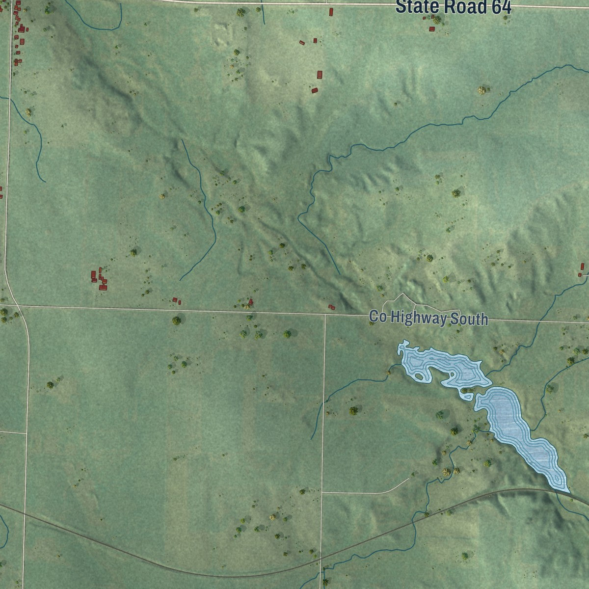 Second close-up of the map of Forest, St. Croix County, Wisconsin print showing more streets and buildings