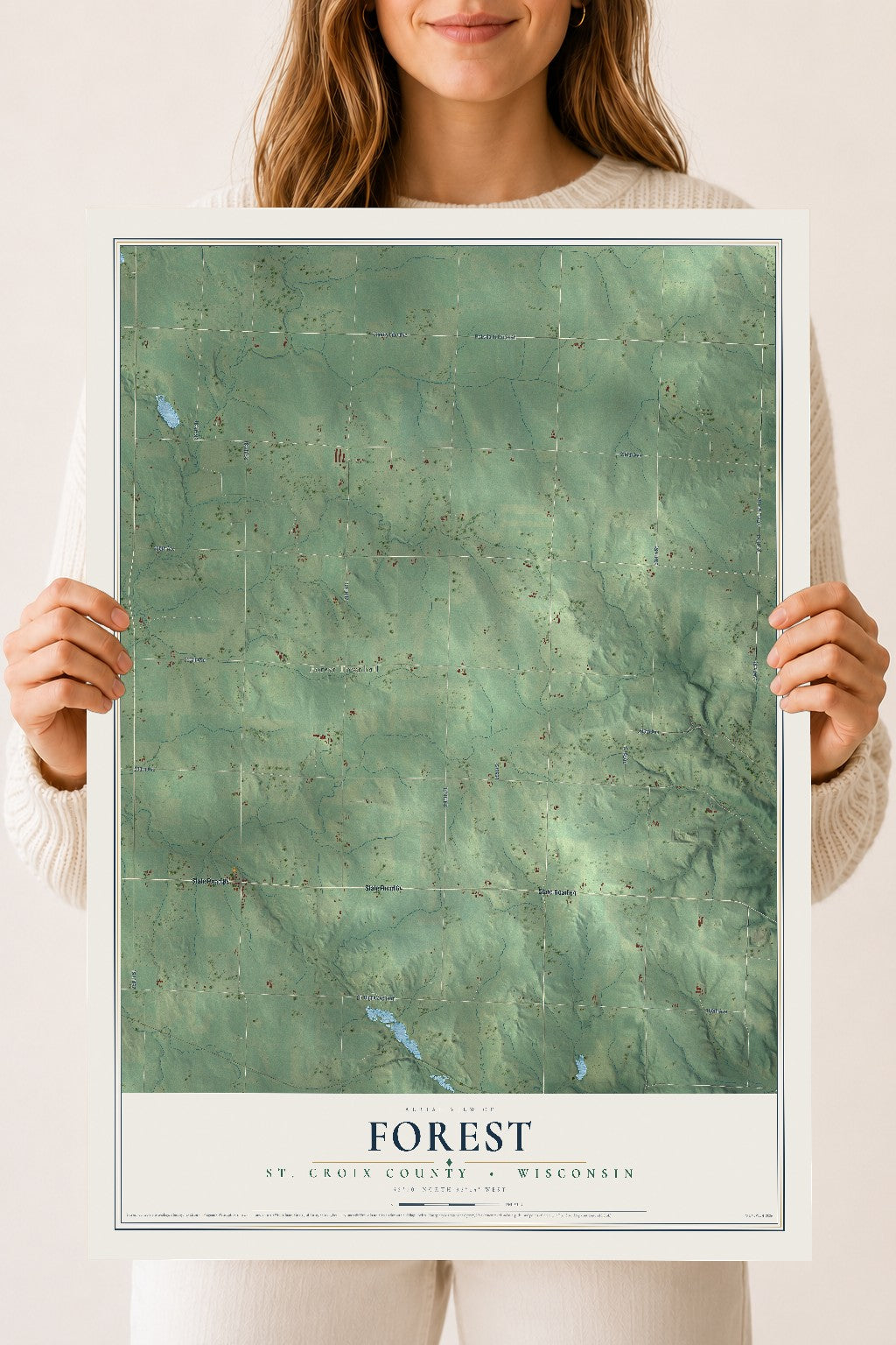 Map of Forest, St. Croix County, Wisconsin, 18 x 24 inch unframed archival matte print
