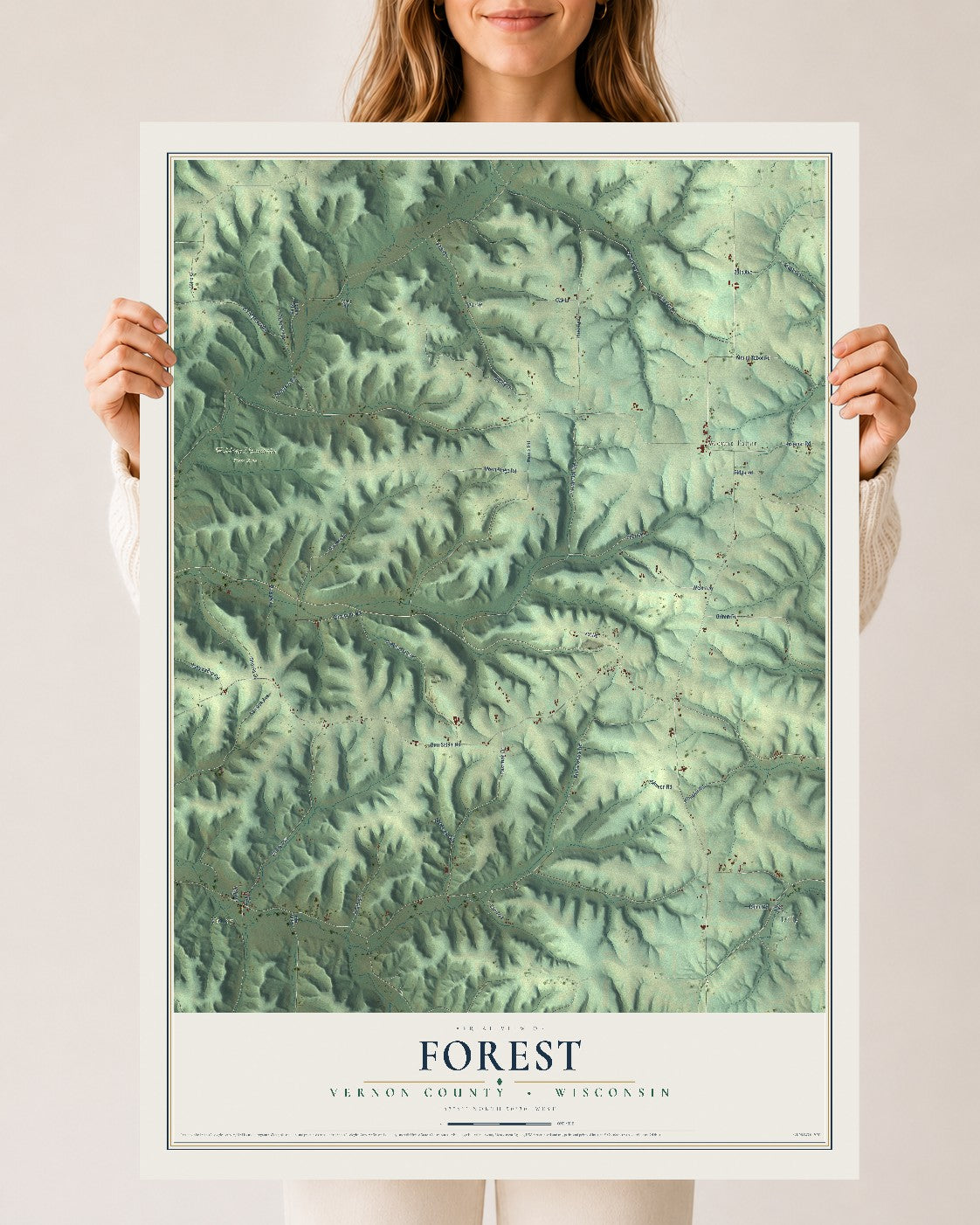 Map of Forest, Vernon County, Wisconsin, 24 x 36 inch unframed archival matte print