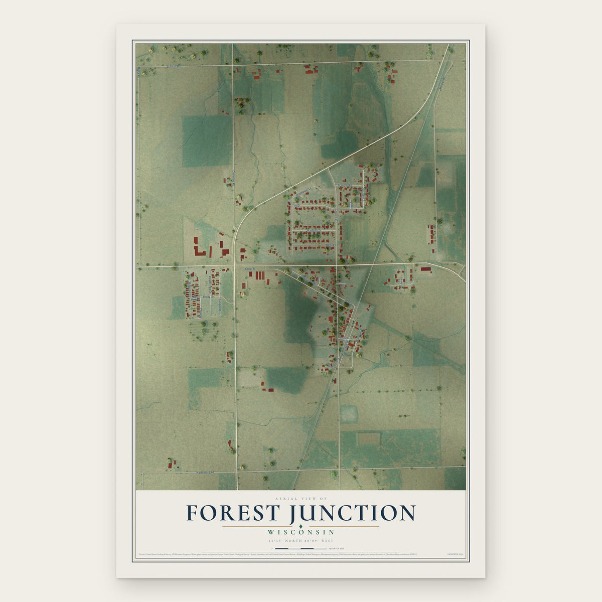 Forest Junction, Wisconsin map print, the full design