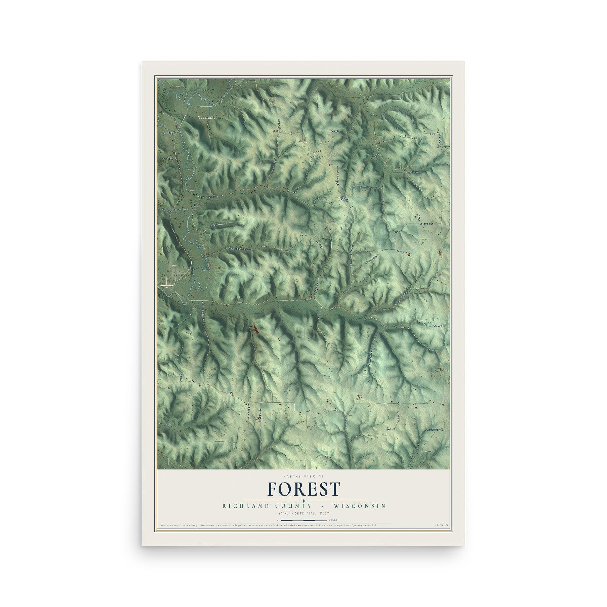 Map of Forest, Richland County, Wisconsin, 12 x 18 inch unframed archival matte print