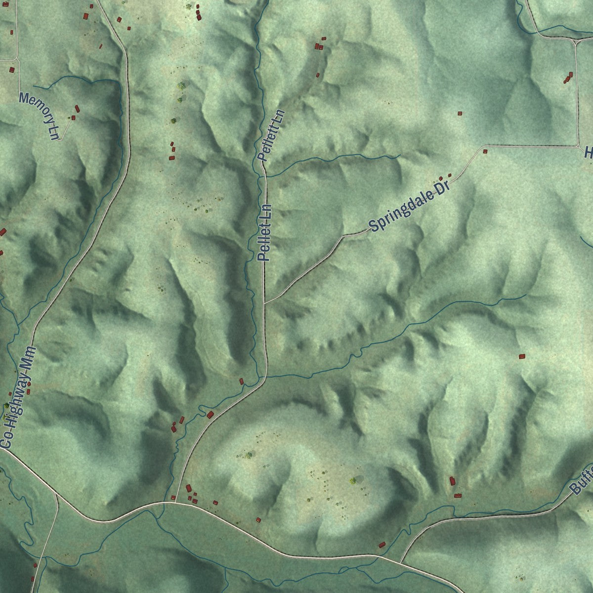 Second close-up of the map of Forest, Richland County, Wisconsin print showing more streets and buildings