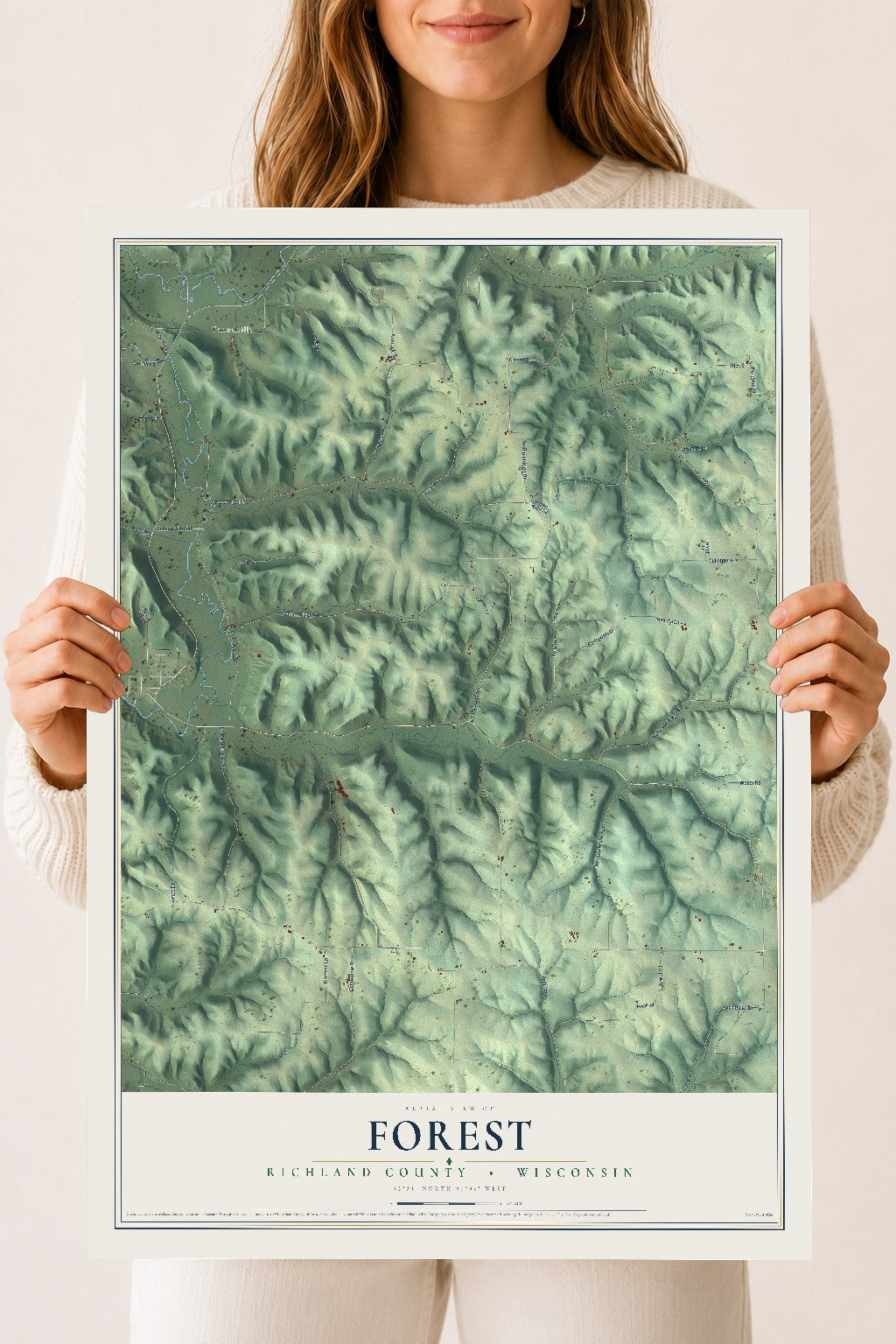 Map of Forest, Richland County, Wisconsin, 18 x 24 inch unframed archival matte print