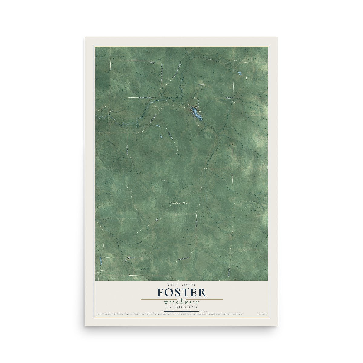 Map of Foster, Wisconsin, 12 x 18 inch unframed archival matte print