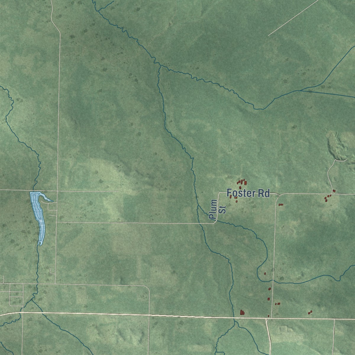 Close-up of the map of Foster, Wisconsin print showing street and building detail