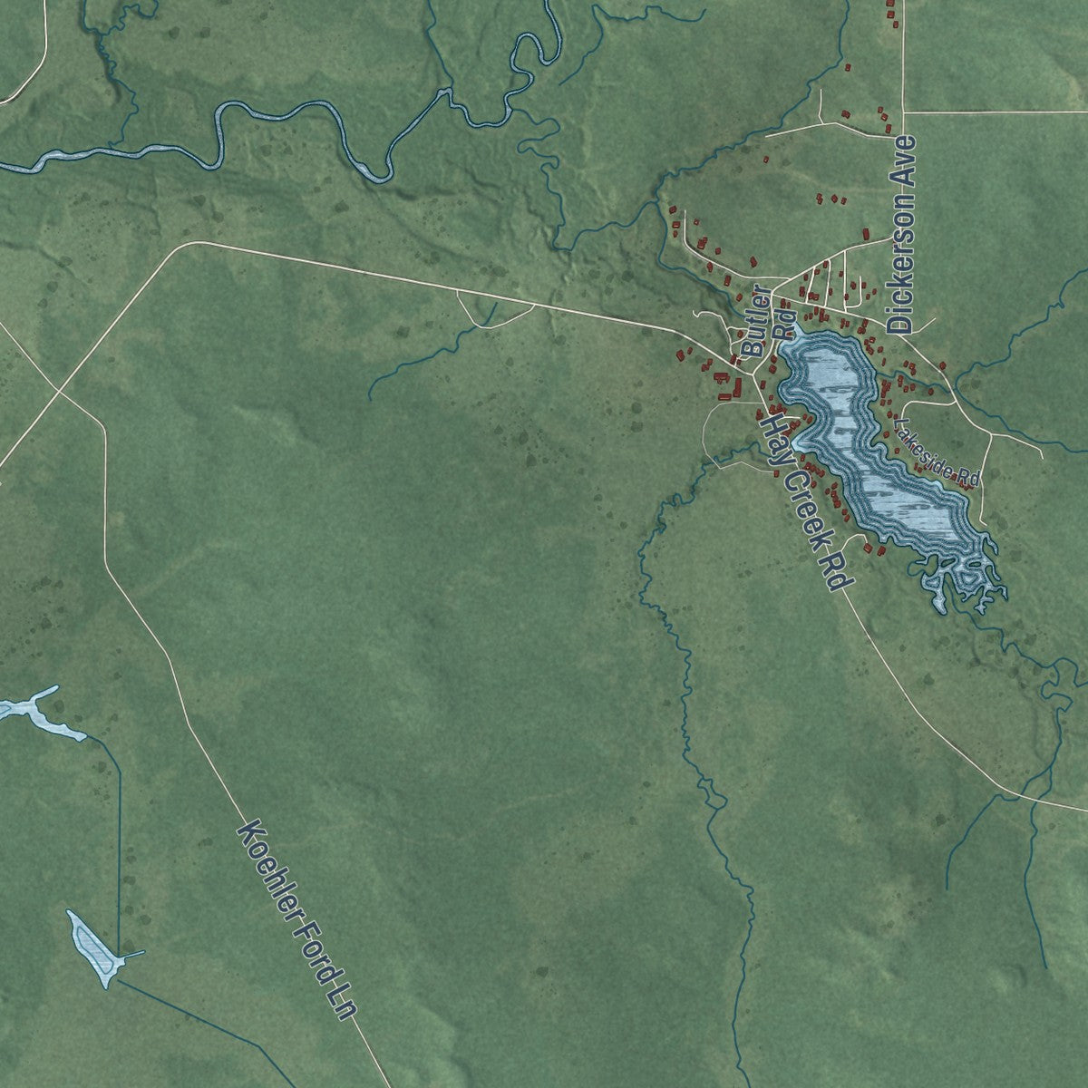 Second close-up of the map of Foster, Wisconsin print showing more streets and buildings