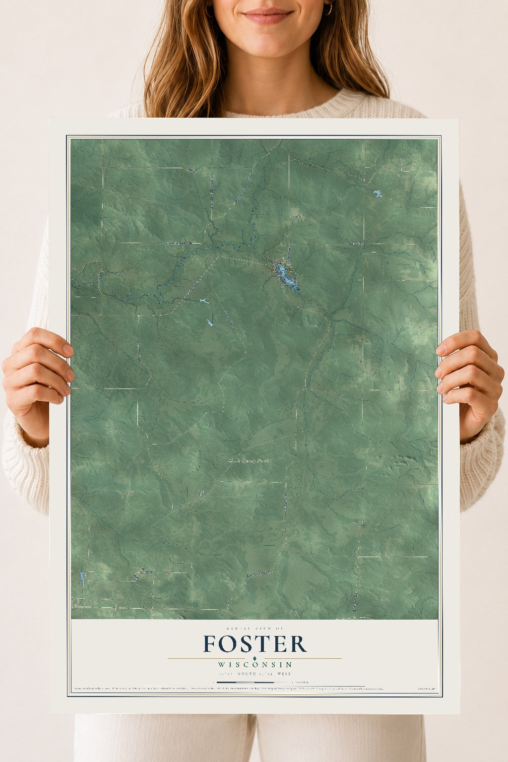 Map of Foster, Wisconsin, 18 x 24 inch unframed archival matte print