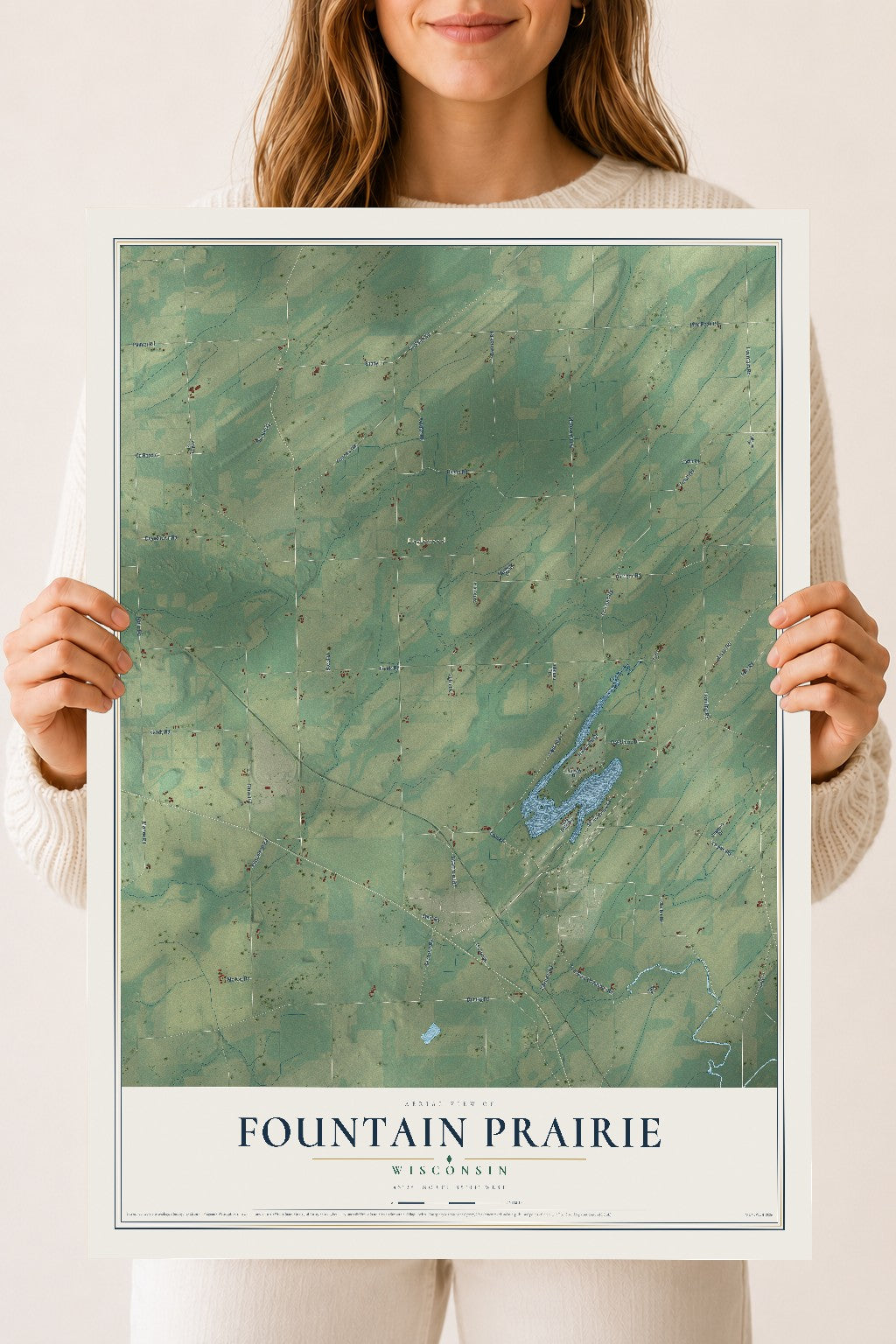 Map of Fountain Prairie, Wisconsin, 18 x 24 inch unframed archival matte print