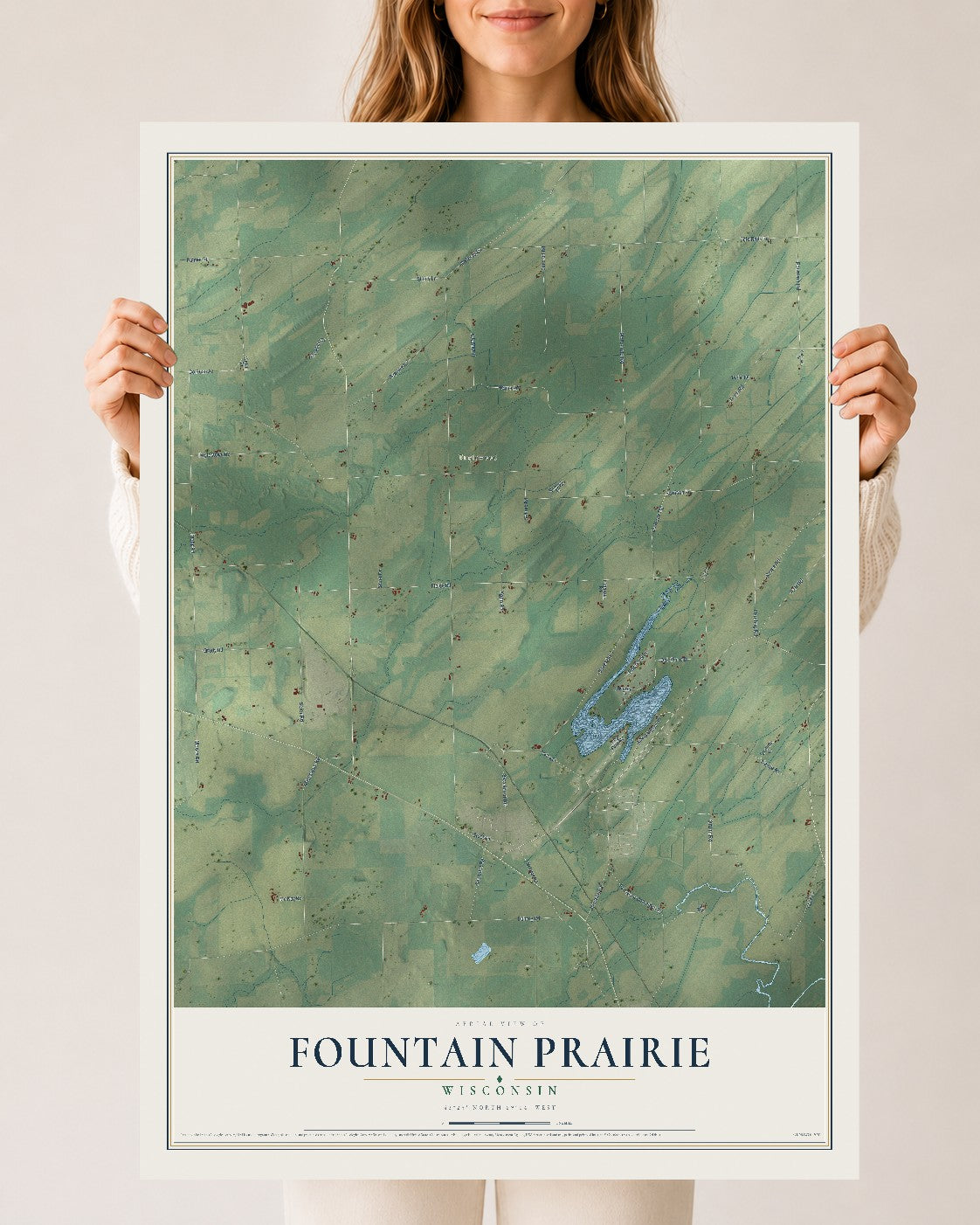 Map of Fountain Prairie, Wisconsin, 24 x 36 inch unframed archival matte print