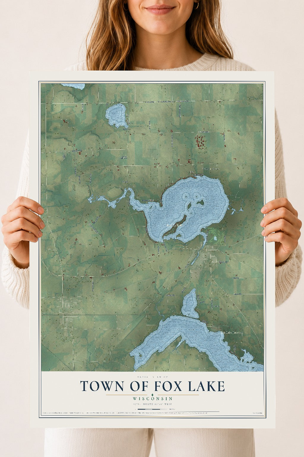 Map of the Town of Fox Lake, Wisconsin, 18 x 24 inch unframed archival matte print