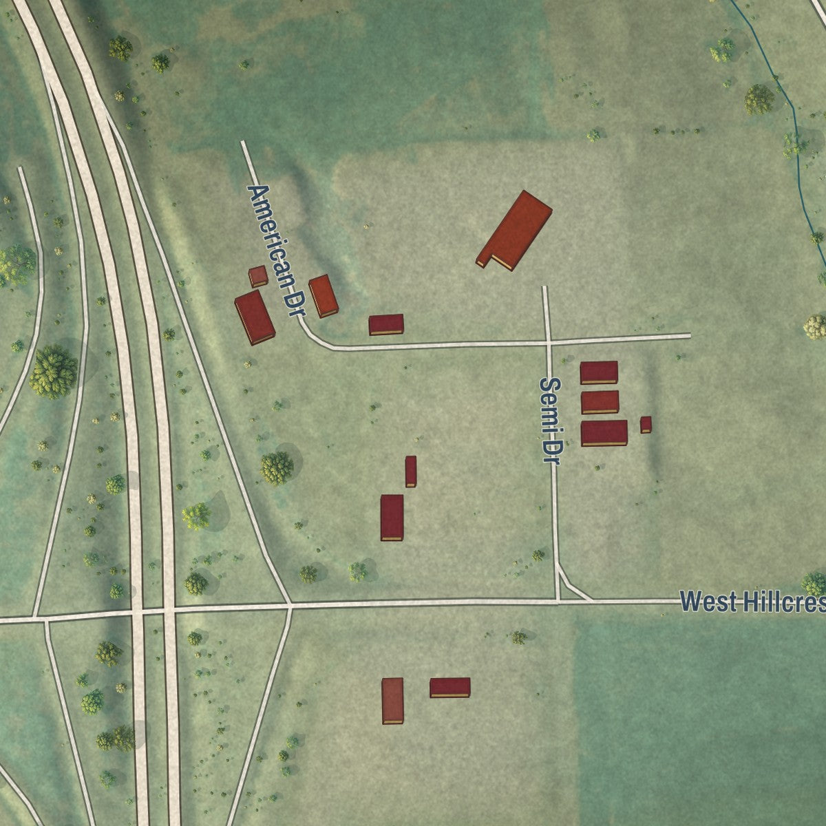 Second close-up of the map of Francis Creek, Wisconsin print showing more streets and buildings