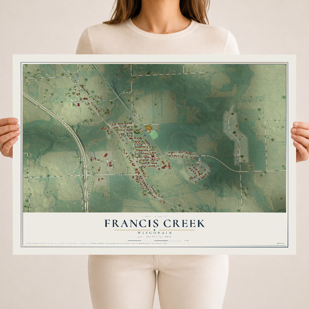 Map of Francis Creek, Wisconsin, 18 x 24 inch unframed archival matte print