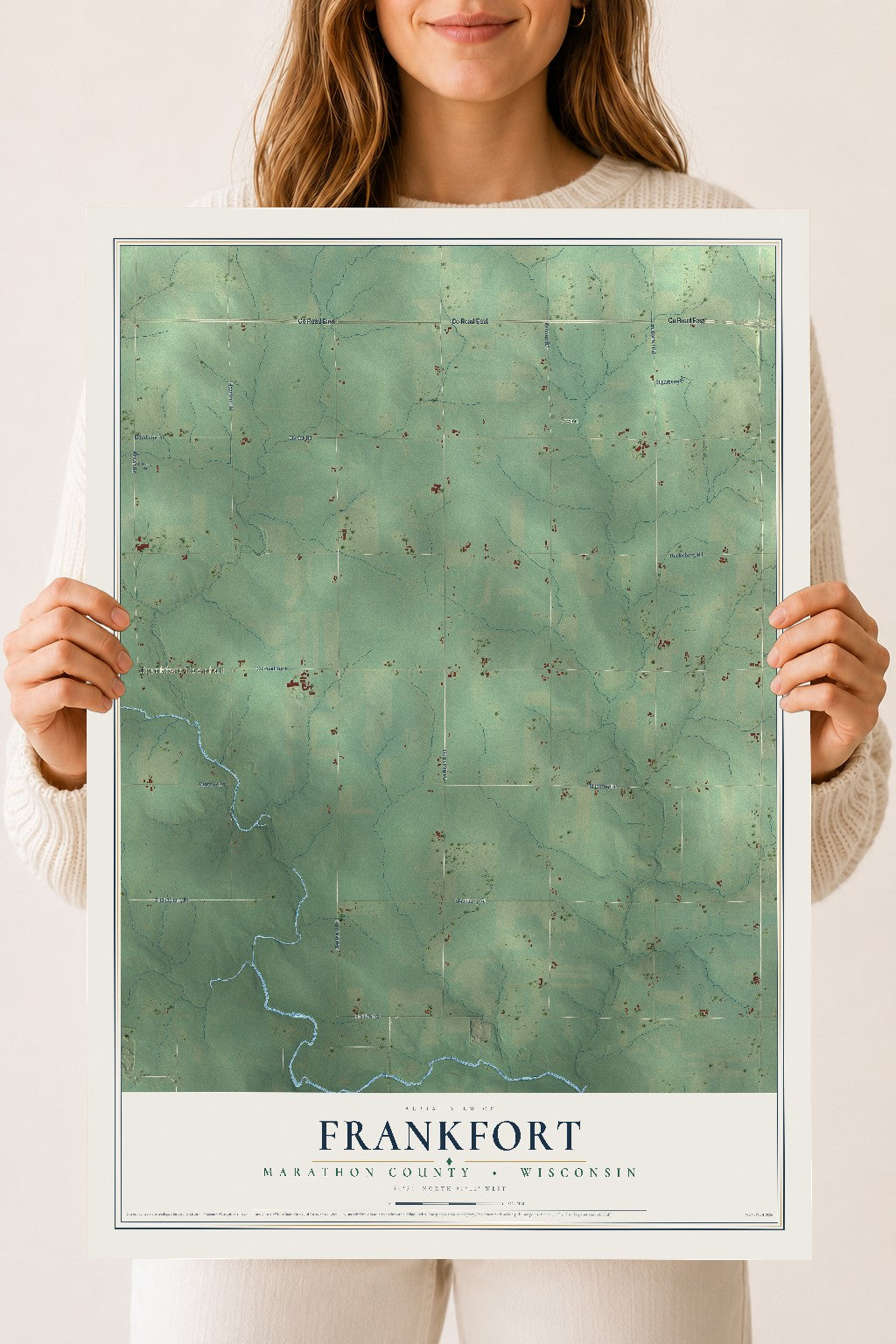 Map of Frankfort, Marathon County, Wisconsin, 18 x 24 inch unframed archival matte print