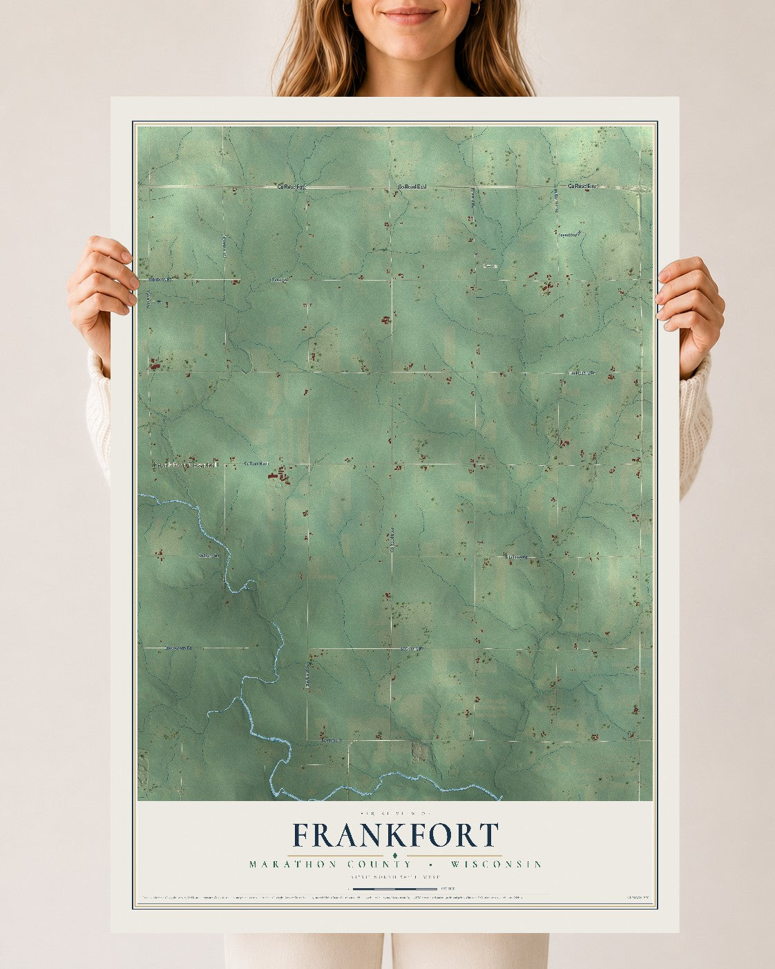 Map of Frankfort, Marathon County, Wisconsin, 24 x 36 inch unframed archival matte print