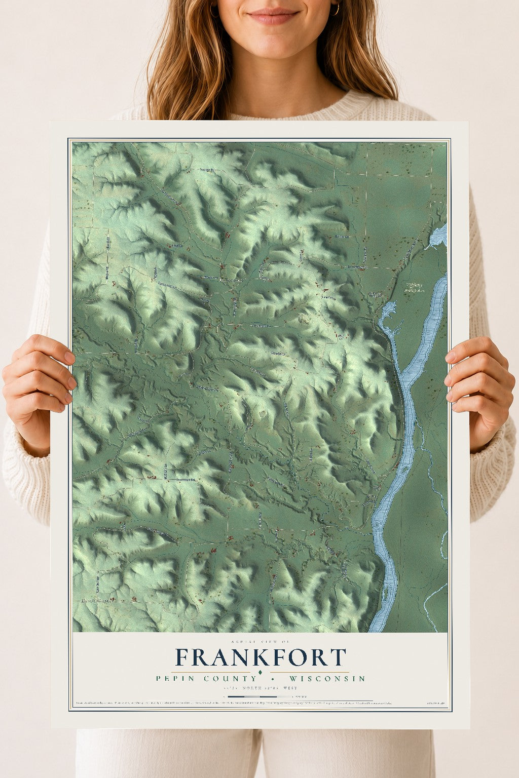 Map of Frankfort, Pepin County, Wisconsin, 18 x 24 inch unframed archival matte print