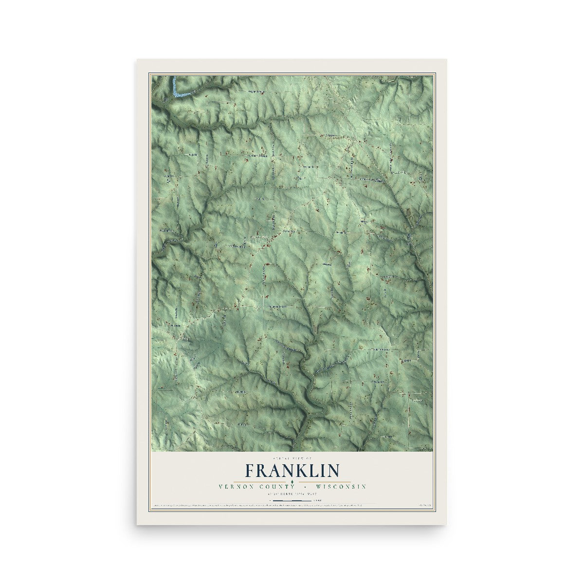 Map of Franklin, Vernon County, Wisconsin, 12 x 18 inch unframed archival matte print