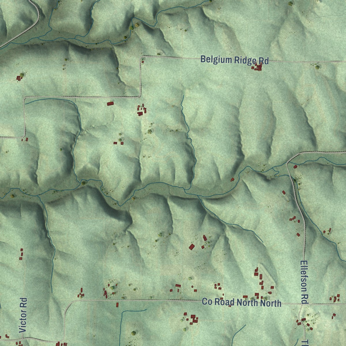 Second close-up of the map of Franklin, Vernon County, Wisconsin print showing more streets and buildings