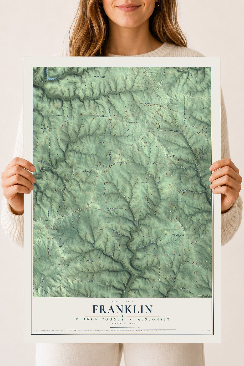 Map of Franklin, Vernon County, Wisconsin, 18 x 24 inch unframed archival matte print