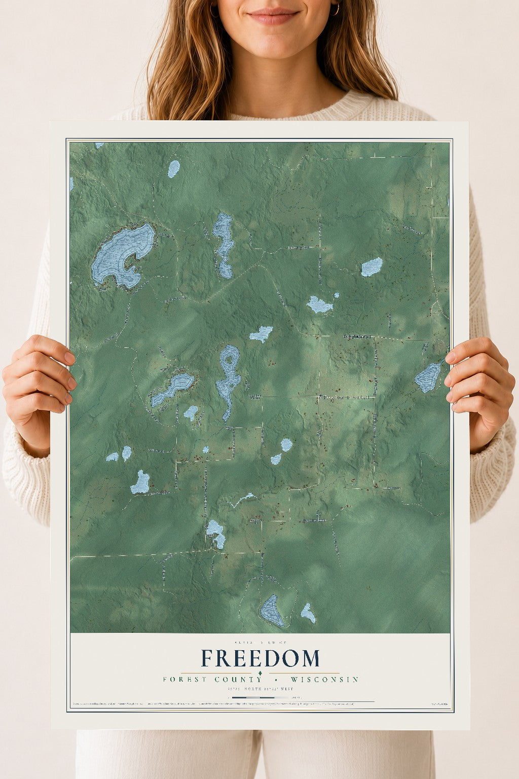Map of Freedom, Forest County, Wisconsin, 18 x 24 inch unframed archival matte print