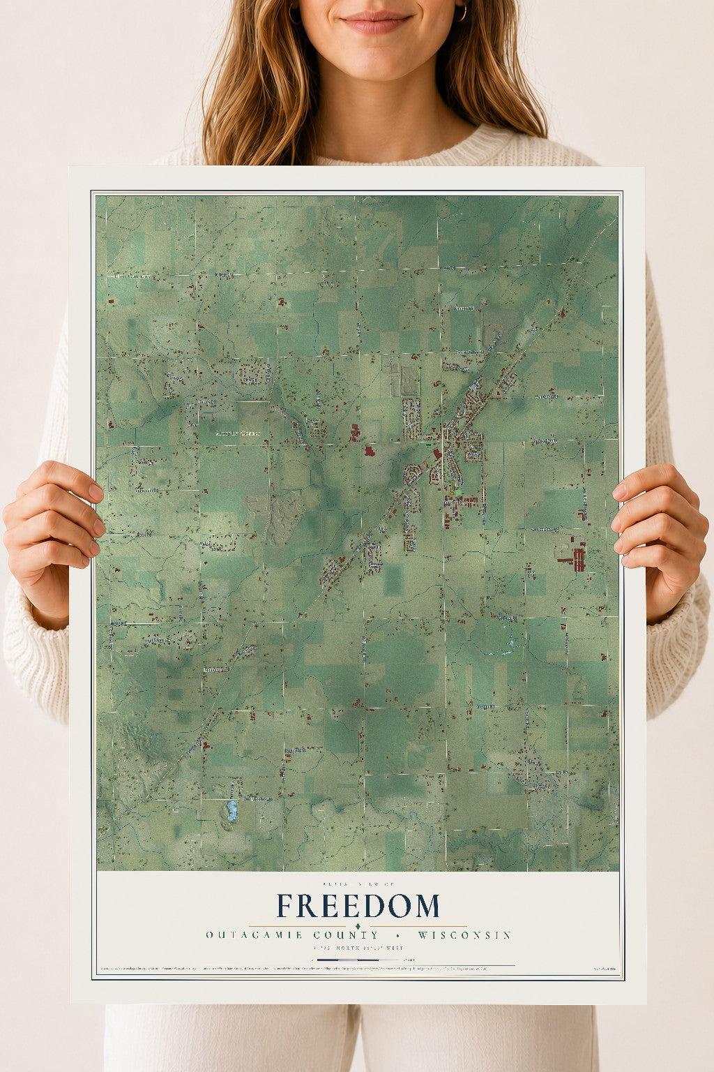 Map of Freedom, Outagamie County, Wisconsin, 18 x 24 inch unframed archival matte print
