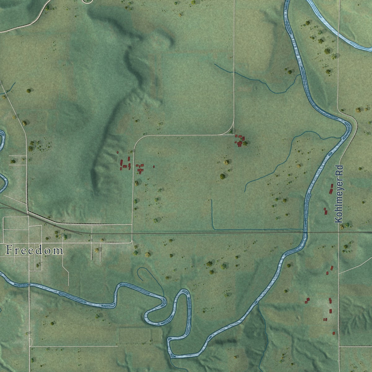 Close-up of the map of Freedom, Sauk County, Wisconsin print showing street and building detail