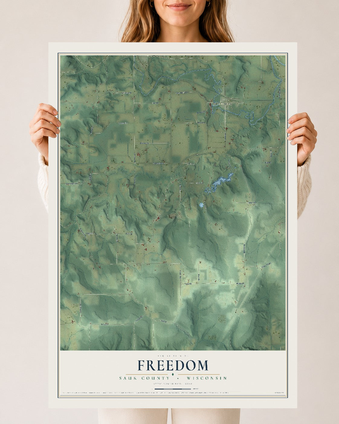 Map of Freedom, Sauk County, Wisconsin, 24 x 36 inch unframed archival matte print