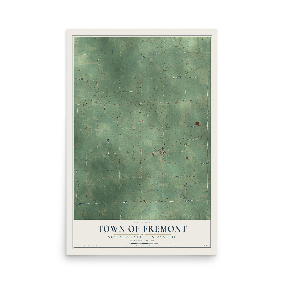 Map of the Town of Fremont, Clark County, Wisconsin, 12 x 18 inch unframed archival matte print