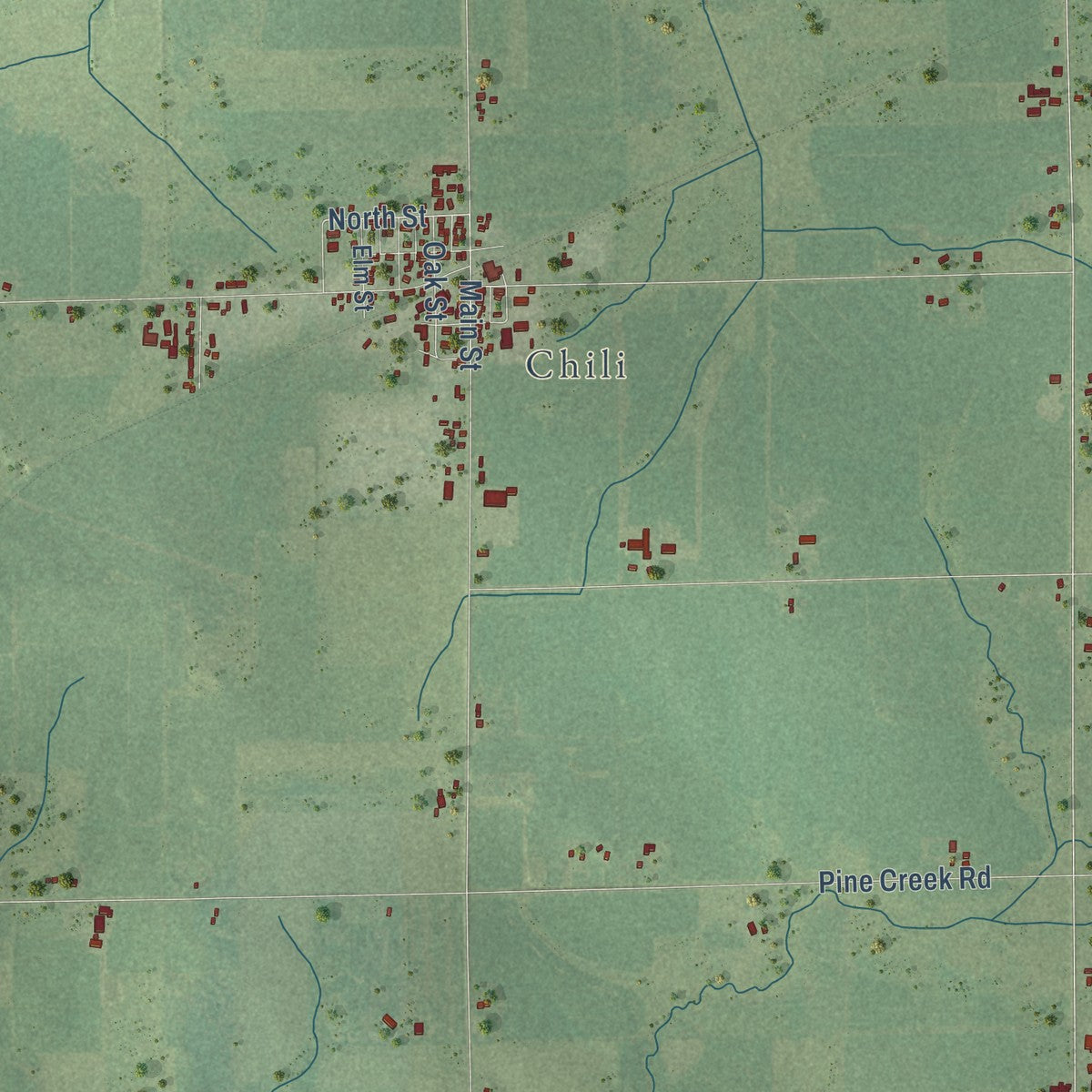 Close-up of the map of the Town of Fremont, Clark County, Wisconsin print showing street and building detail
