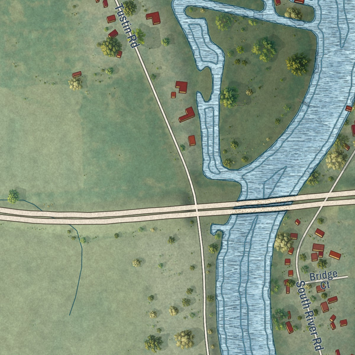 Second close-up of the map of Fremont, Wisconsin print showing more streets and buildings