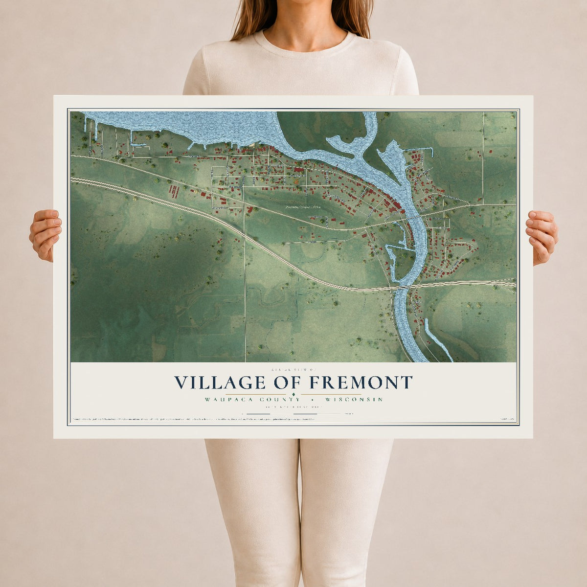 Map of Fremont, Wisconsin, 24 x 36 inch unframed archival matte print