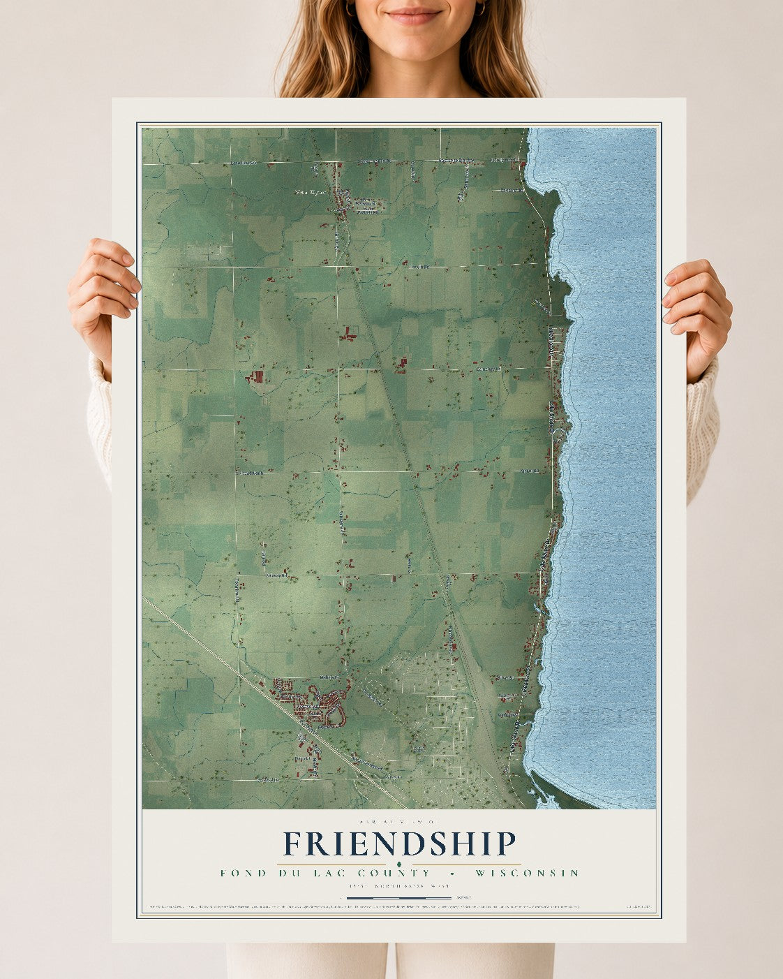Map of Friendship, Fond du Lac County, Wisconsin, 24 x 36 inch unframed archival matte print