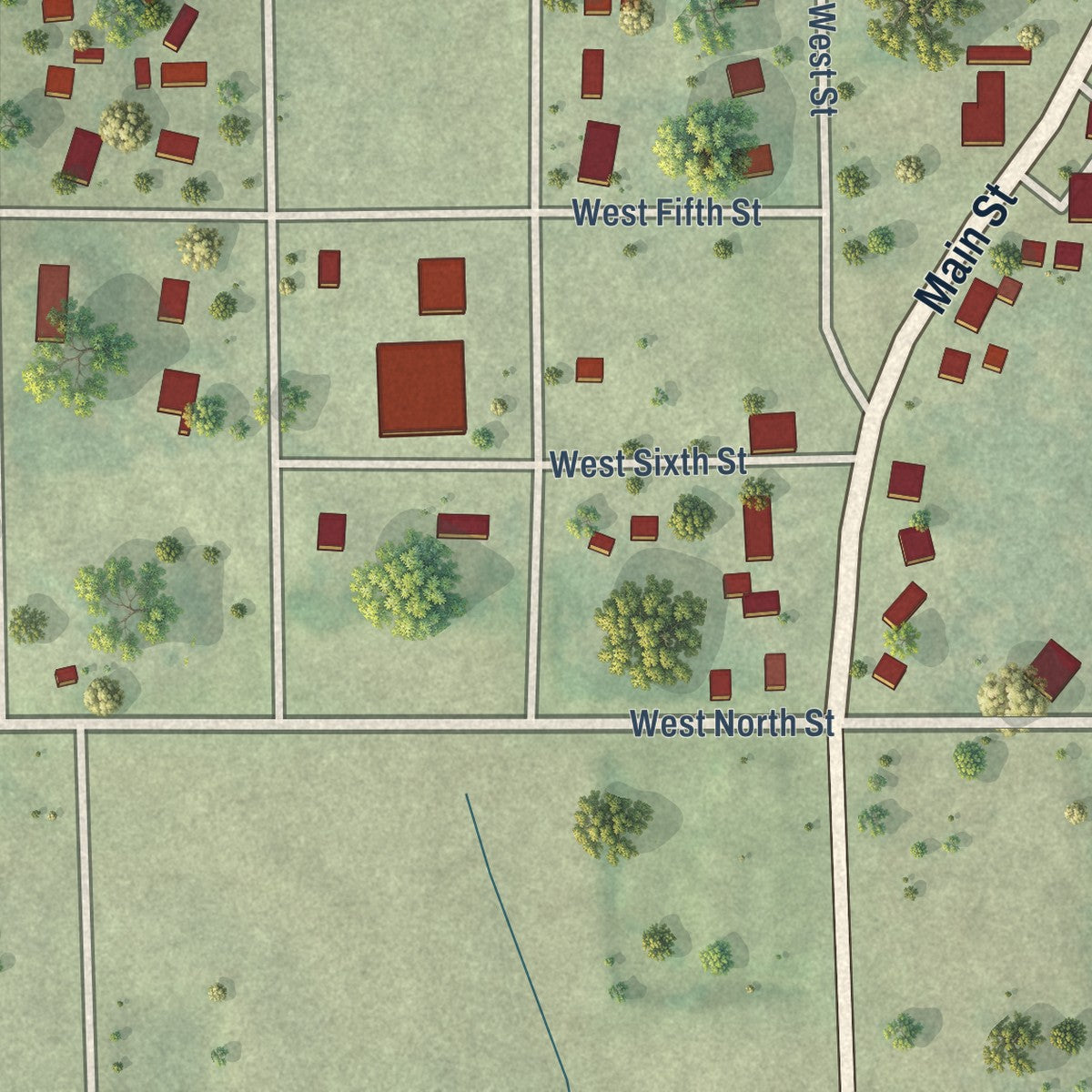 Second close-up of the map of Friendship, Adams County, Wisconsin print showing more streets and buildings