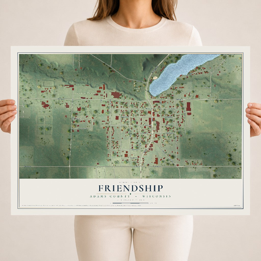 Map of Friendship, Adams County, Wisconsin, 18 x 24 inch unframed archival matte print