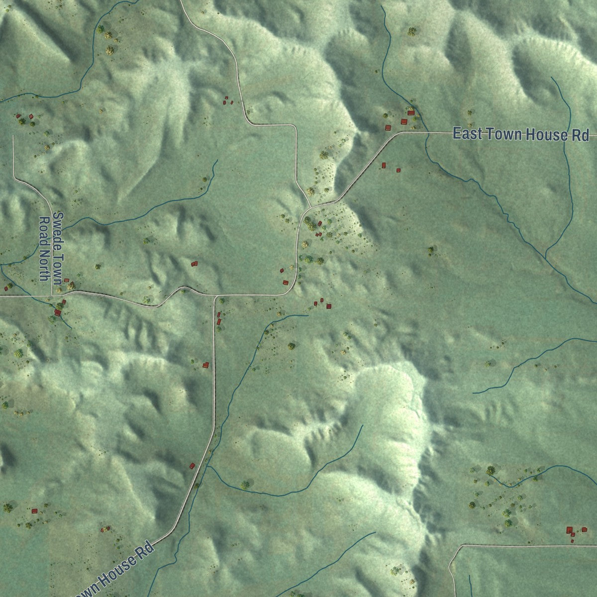 Second close-up of the map of Garden Valley, Wisconsin print showing more streets and buildings