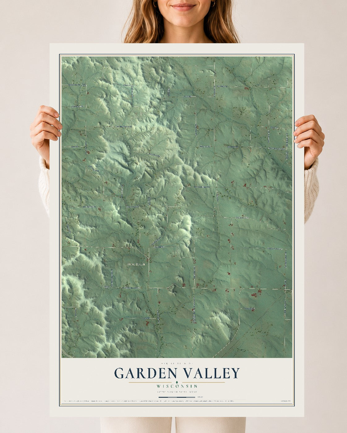 Map of Garden Valley, Wisconsin, 24 x 36 inch unframed archival matte print