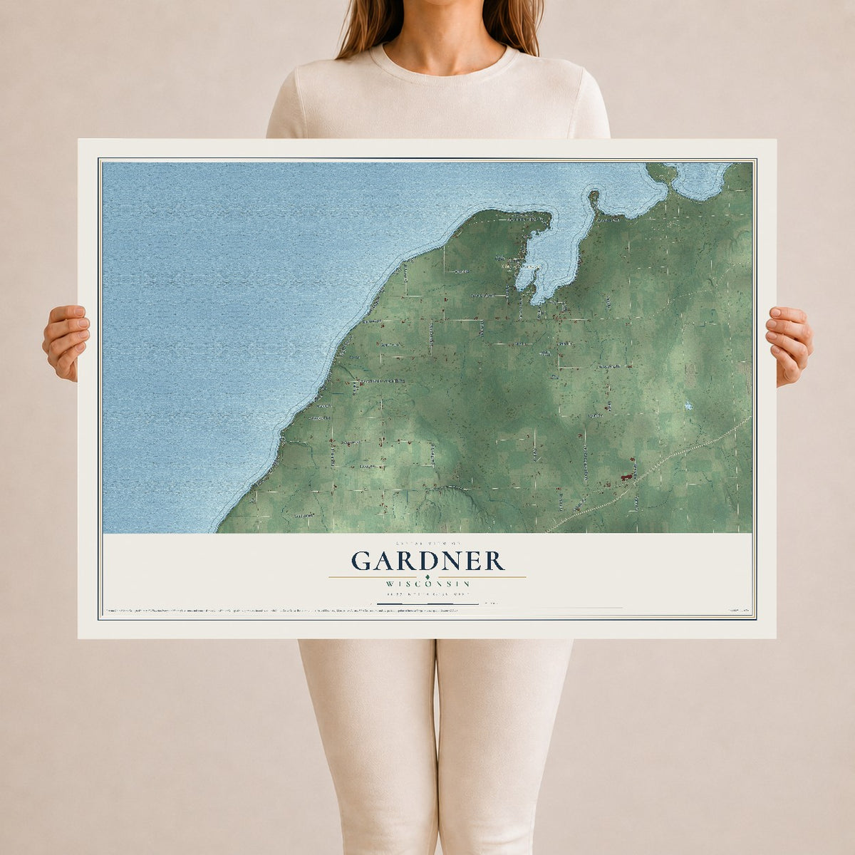 Map of Gardner, Wisconsin, 24 x 36 inch unframed archival matte print