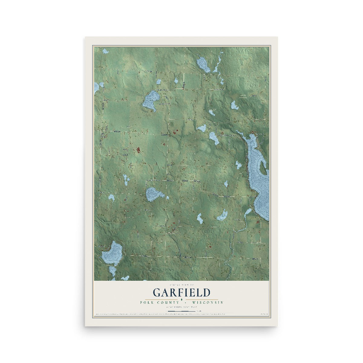 Map of Garfield, Polk County, Wisconsin, 12 x 18 inch unframed archival matte print