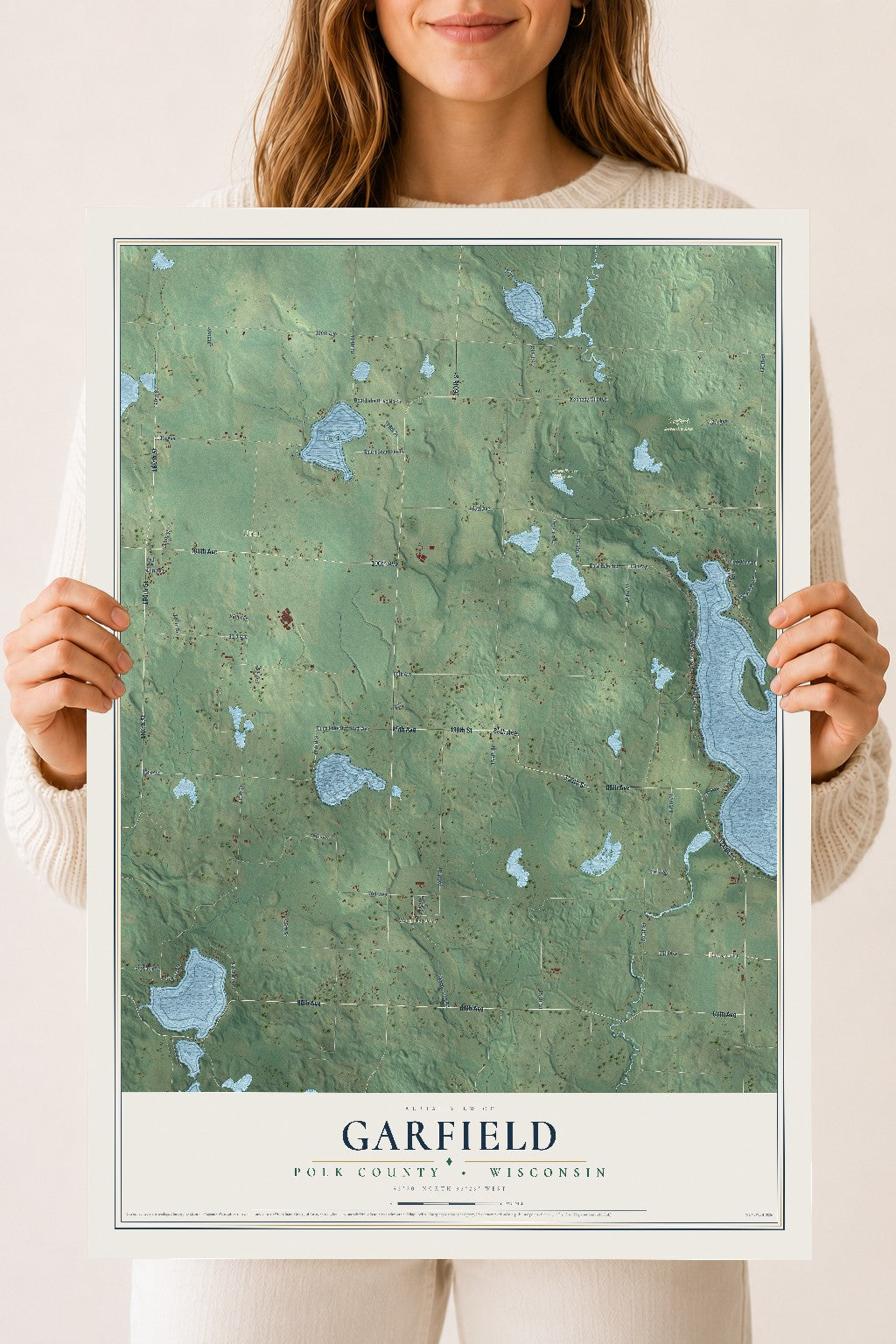 Map of Garfield, Polk County, Wisconsin, 18 x 24 inch unframed archival matte print