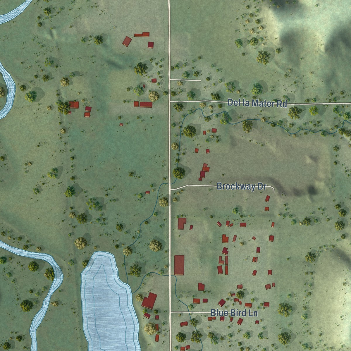 Second close-up of the map of Gays Mills, Wisconsin print showing more streets and buildings