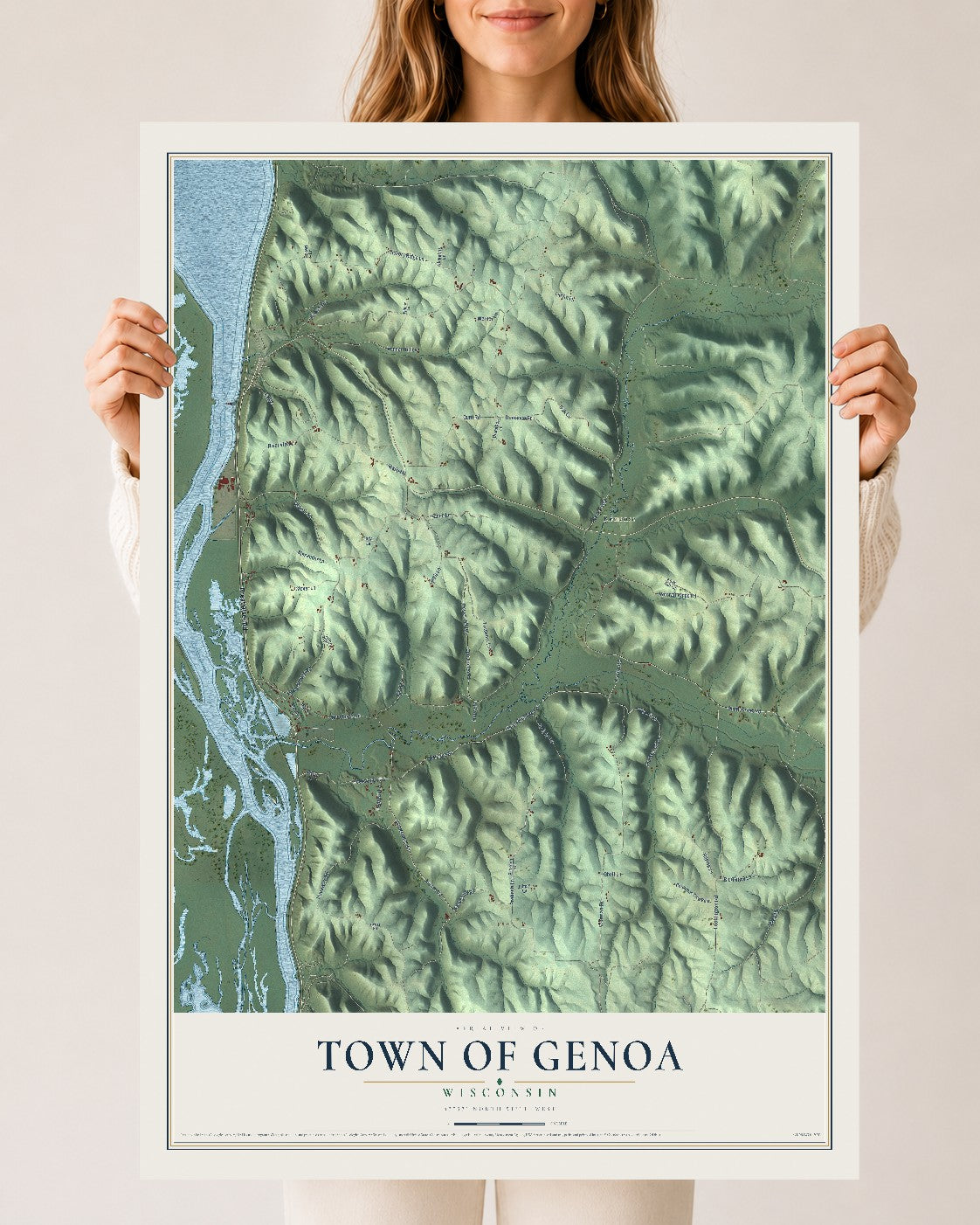 Map of the Town of Genoa, Wisconsin, 24 x 36 inch unframed archival matte print