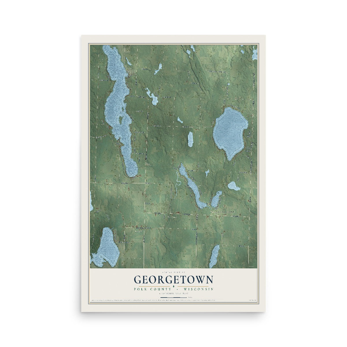 Map of Georgetown, Polk County, Wisconsin, 12 x 18 inch unframed archival matte print