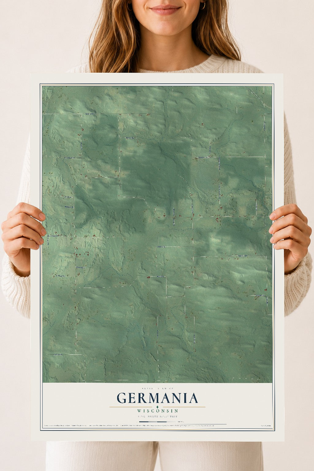 Map of Germania, Wisconsin, 18 x 24 inch unframed archival matte print