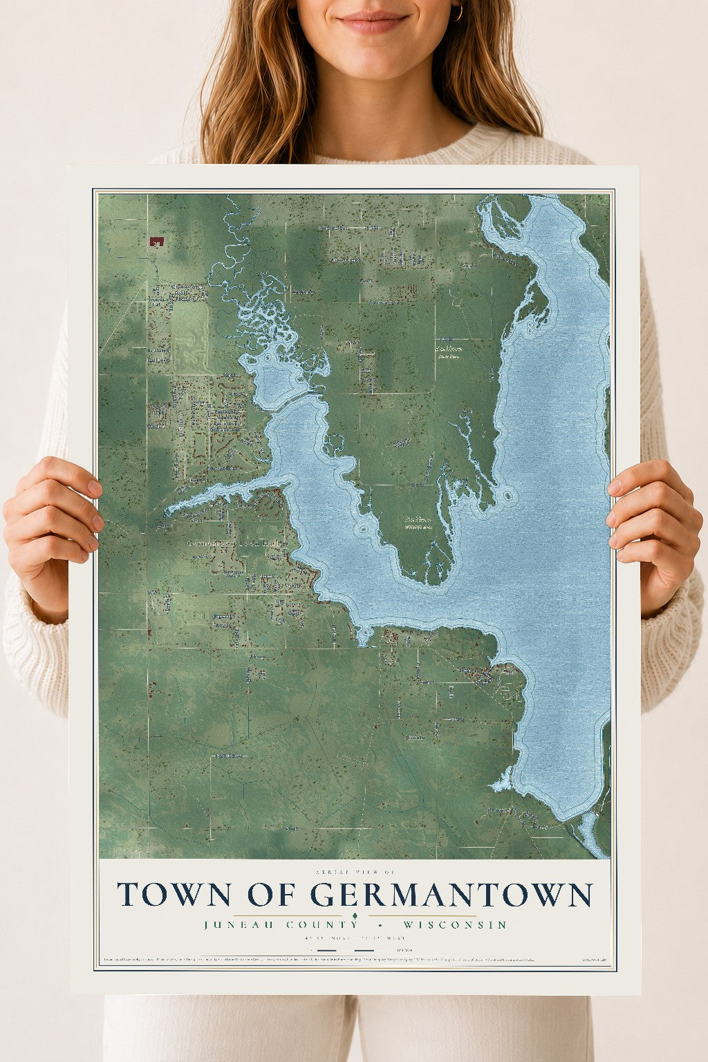 Map of the Town of Germantown, Juneau County, Wisconsin, 18 x 24 inch unframed archival matte print