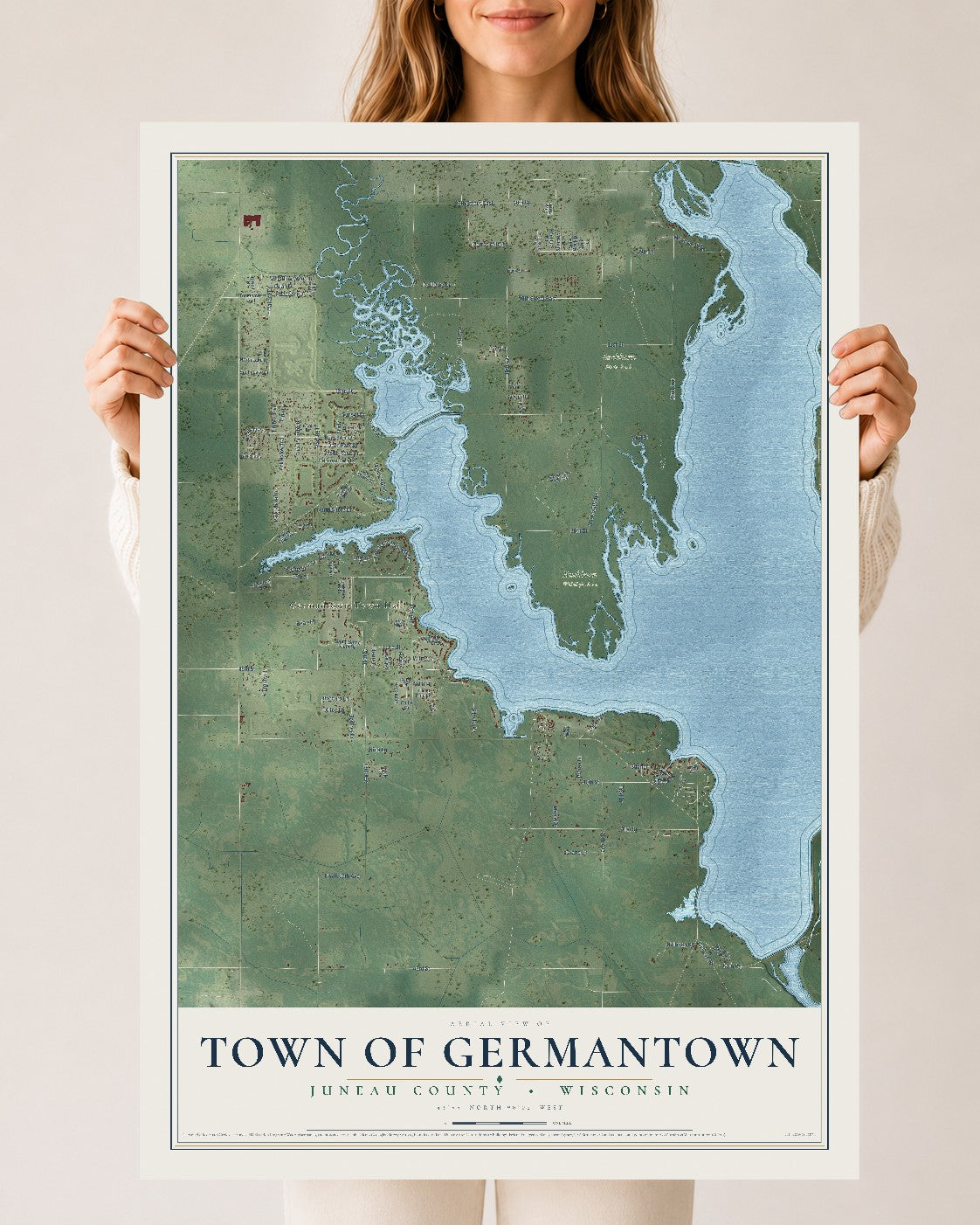 Map of the Town of Germantown, Juneau County, Wisconsin, 24 x 36 inch unframed archival matte print