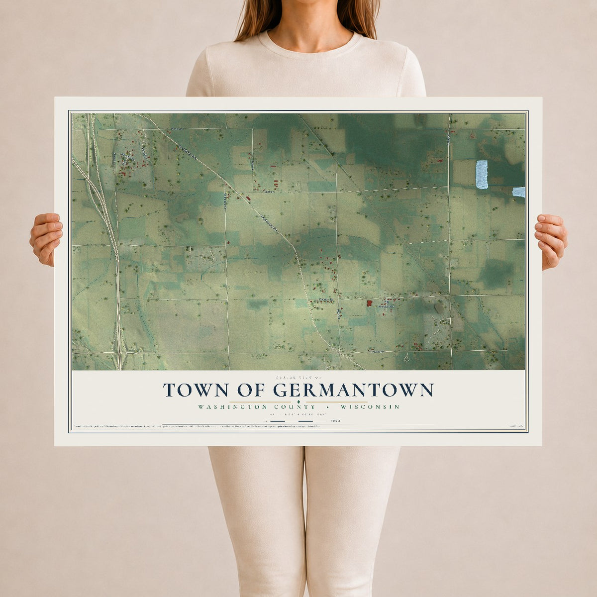 Map of the Town of Germantown, Washington County, Wisconsin, 24 x 36 inch unframed archival matte print