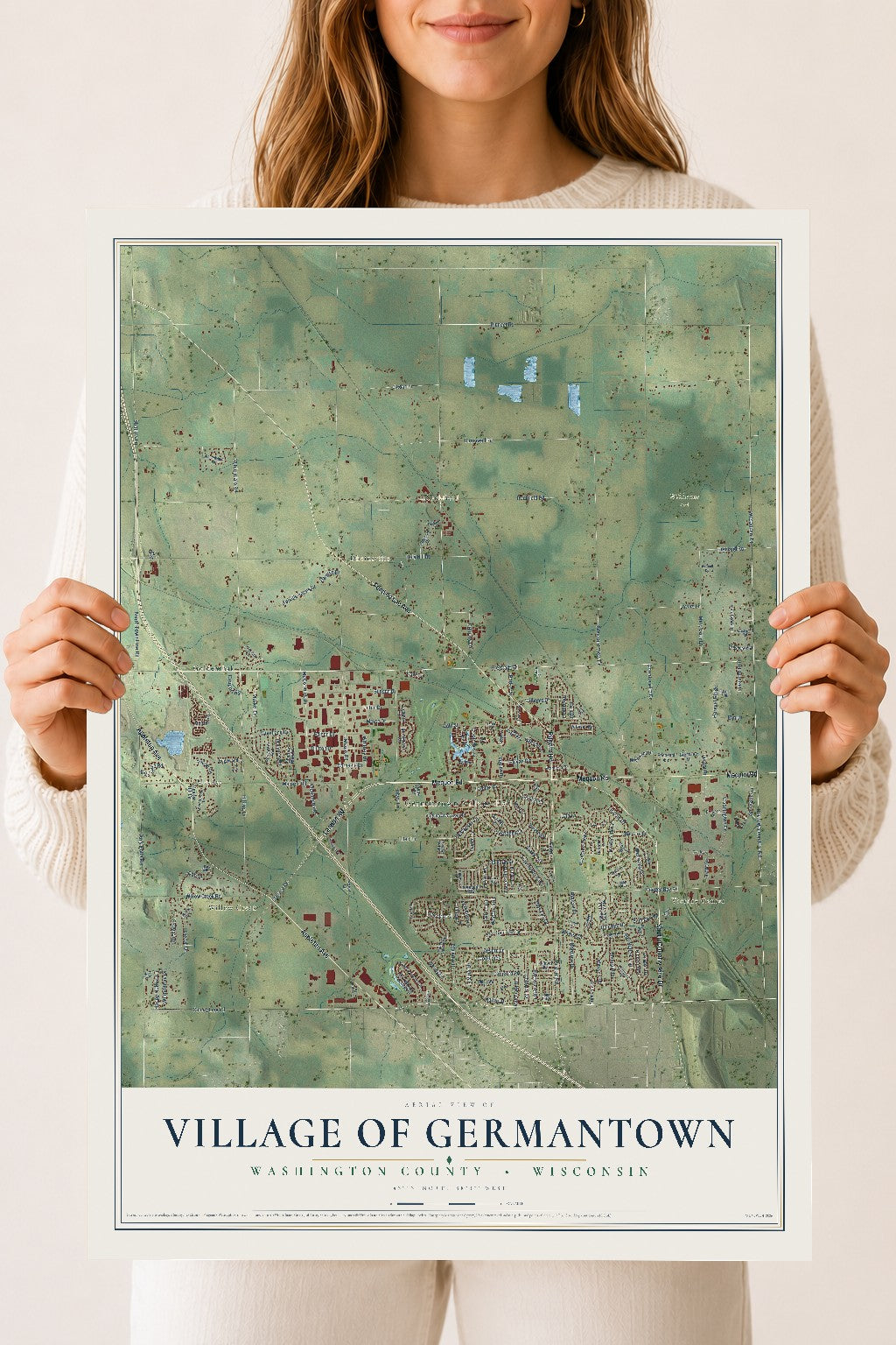 Map of Germantown, Wisconsin, 18 x 24 inch unframed archival matte print