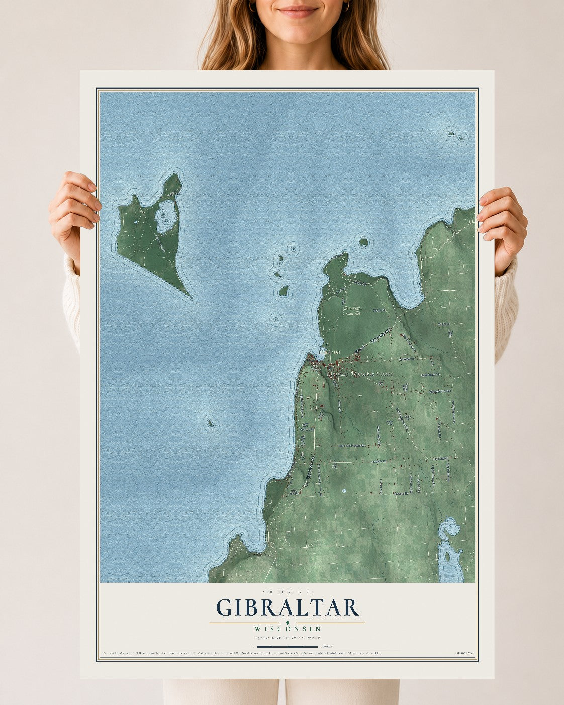 Map of Gibraltar, Wisconsin, 24 x 36 inch unframed archival matte print