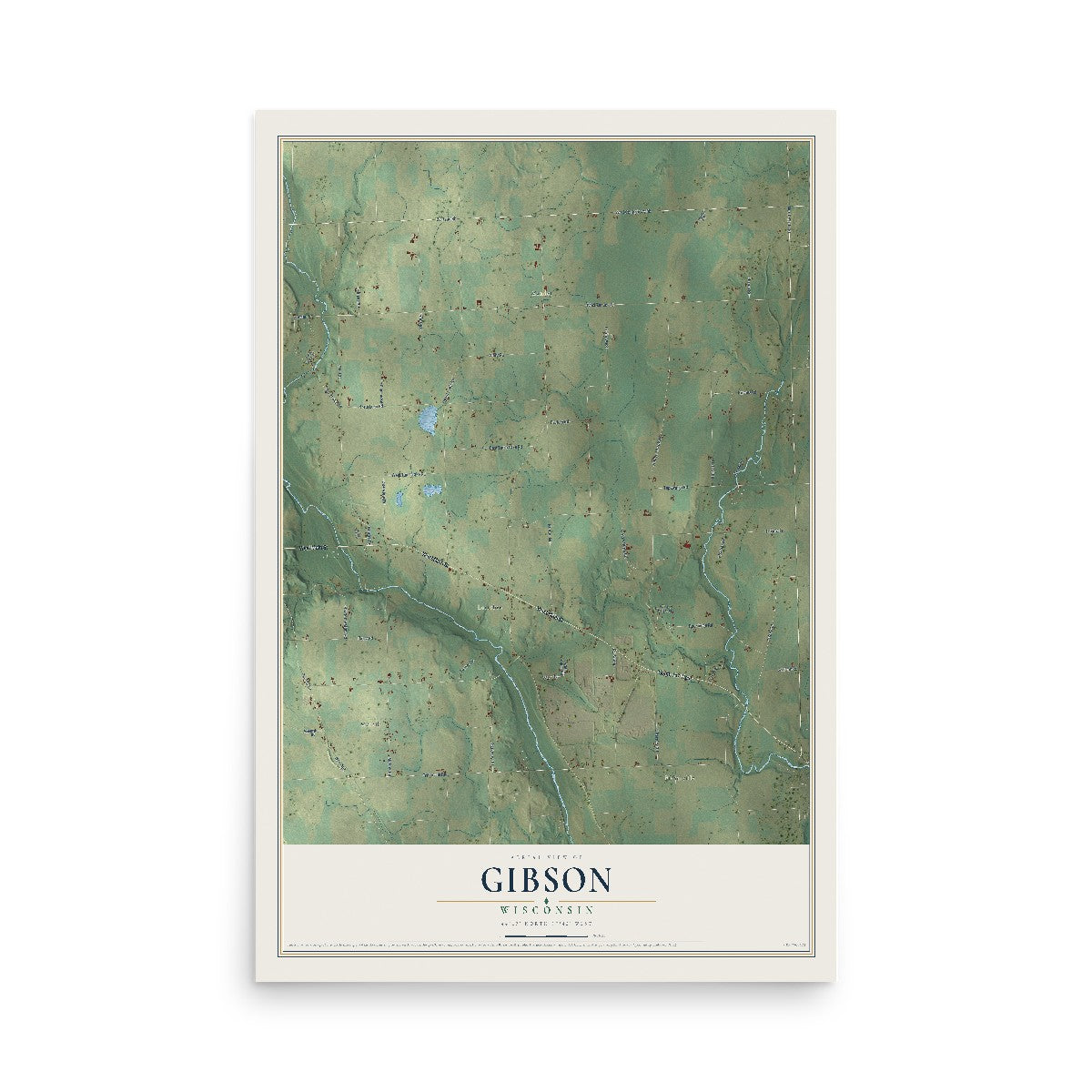 Map of Gibson, Wisconsin, 12 x 18 inch unframed archival matte print