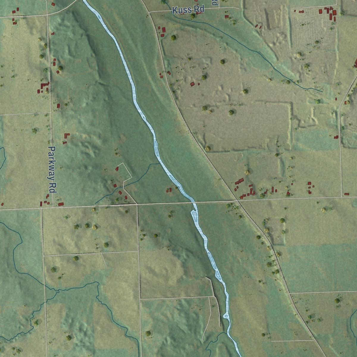 Close-up of the map of Gibson, Wisconsin print showing street and building detail