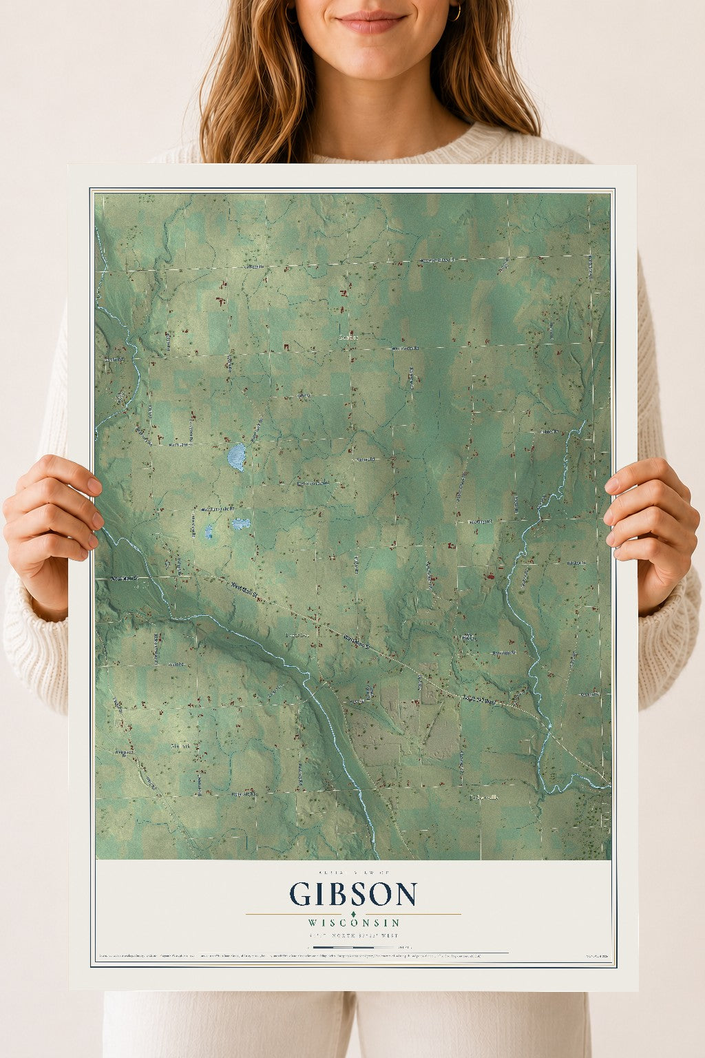 Map of Gibson, Wisconsin, 18 x 24 inch unframed archival matte print
